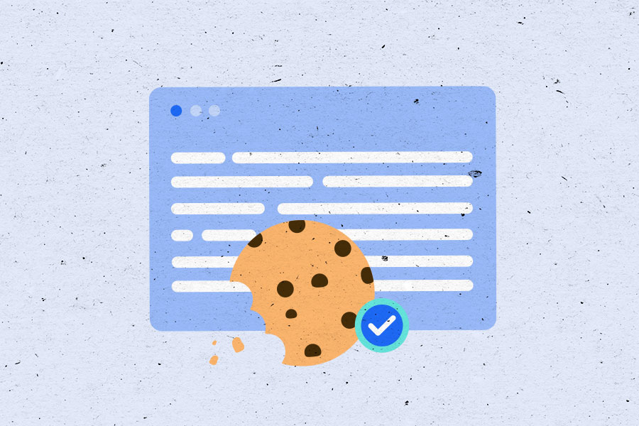 Illustration of a web page with a cookie on top