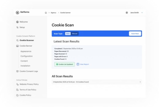 Automatic website cookie scanner