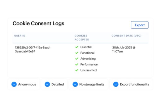 Cookie consent logs and cookie consent database