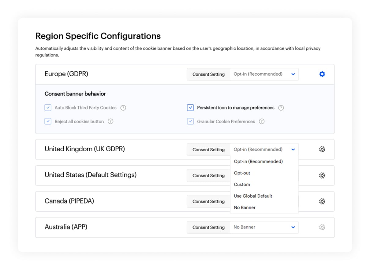Multi-region geo-targeting functionality
