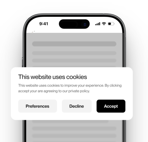 product cookie banner