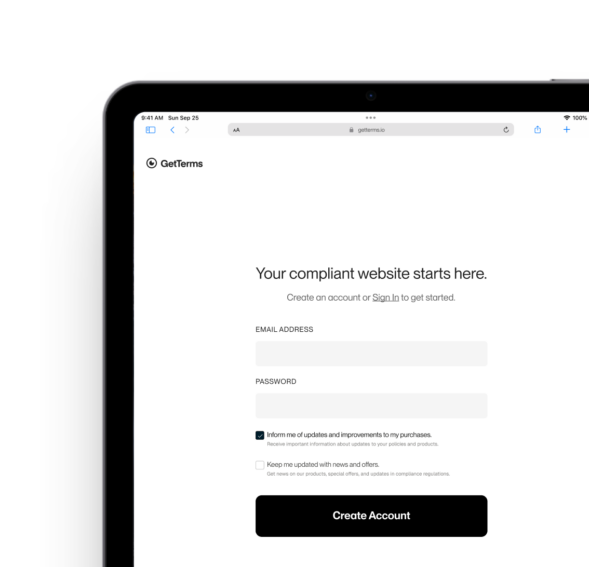 cookie consent Sign Up